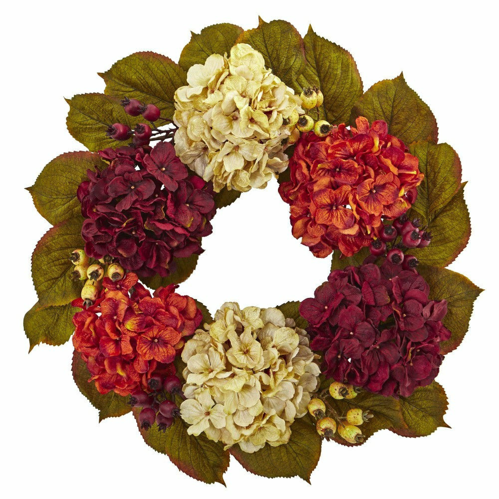 Plow & Hearth 20” Hydrangea Berry Artificial Wreath