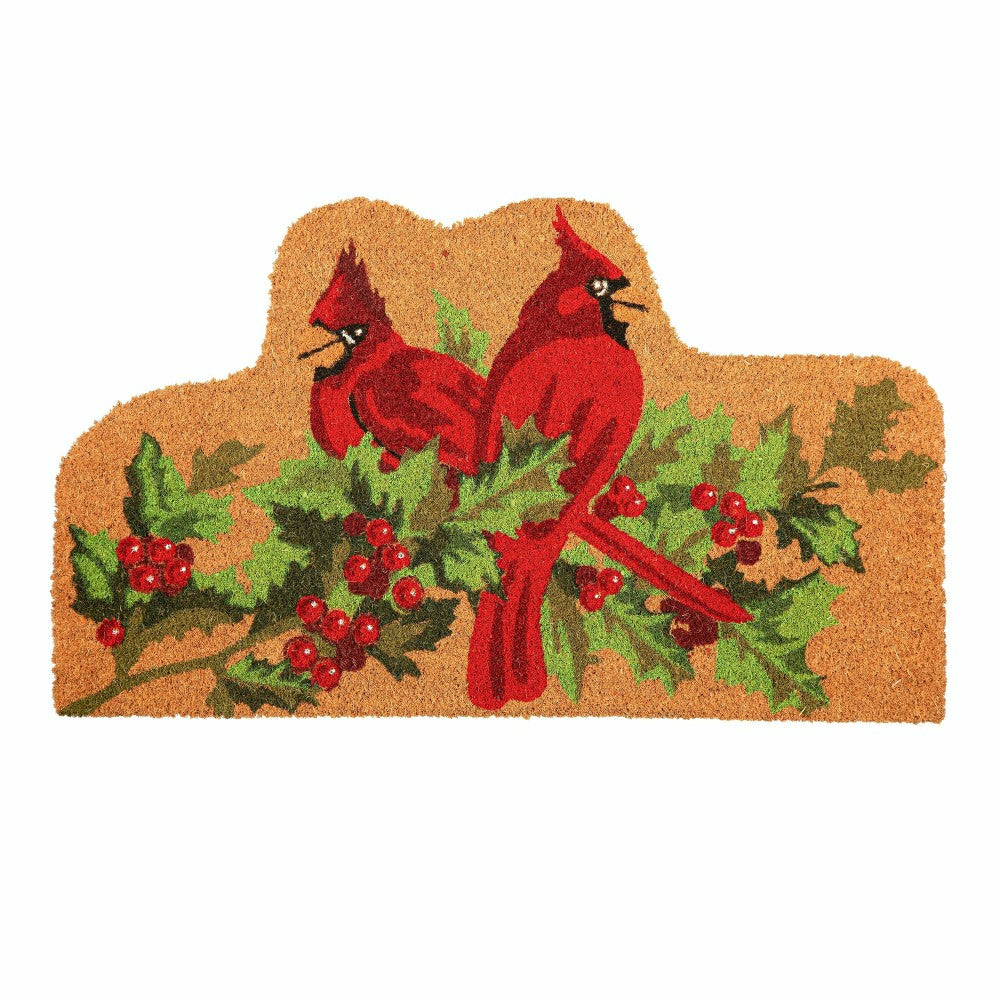 Plow & Hearth Holiday Cardinals Shaped Coir Mat