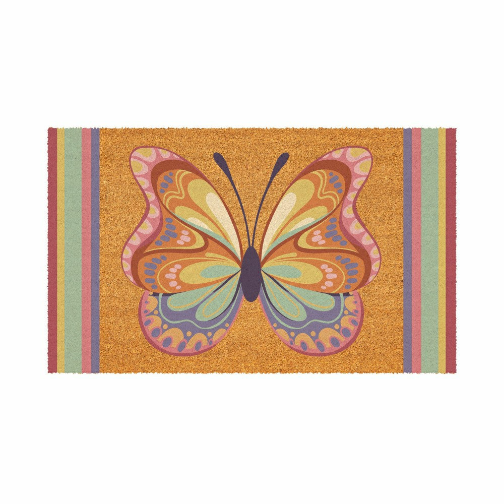 Plow & Hearth Bunny Blooms Radiant Butterfly, Coir Mat 30"x18"