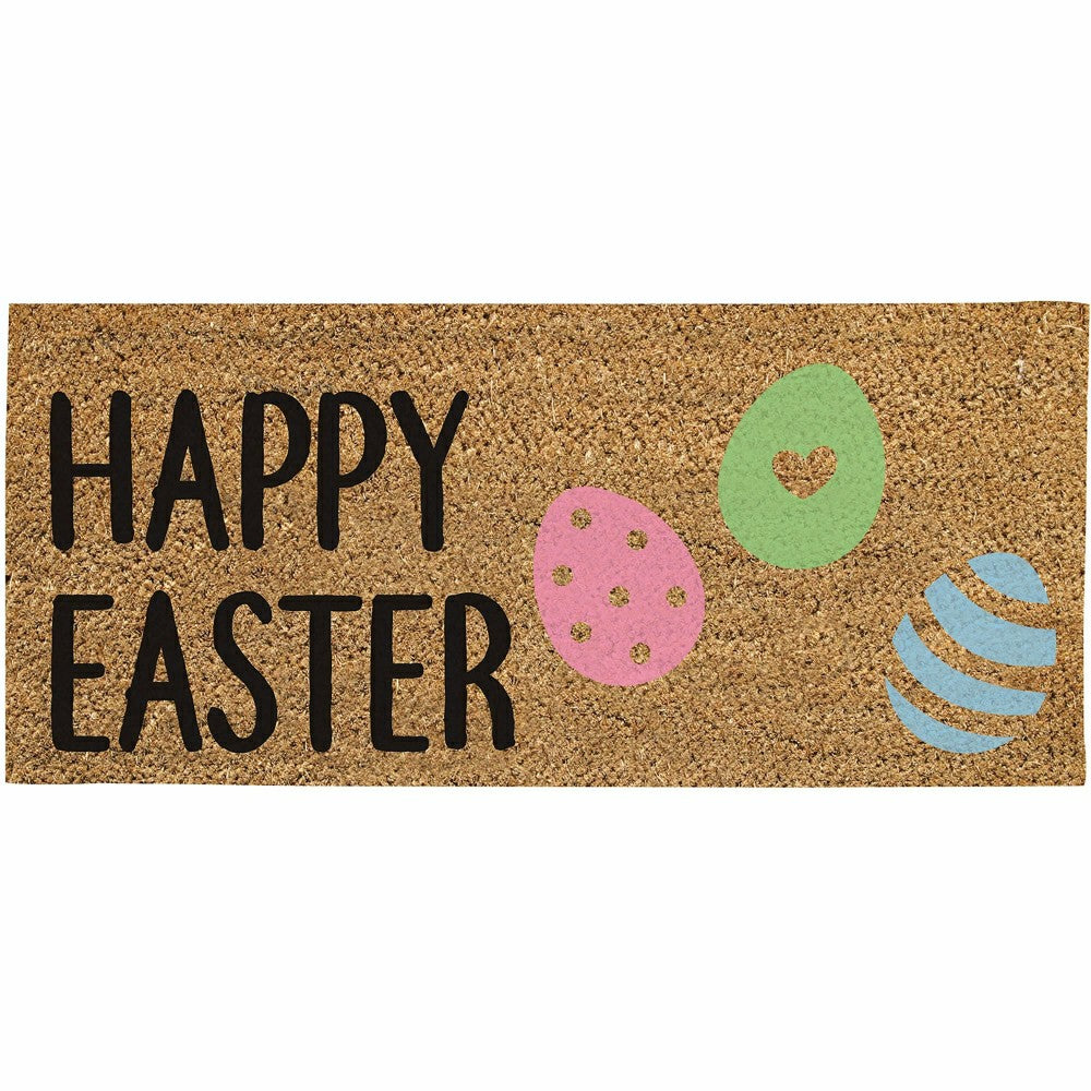 Plow & Hearth Happy Easter Flocked Sassafras Coir Switch Mat