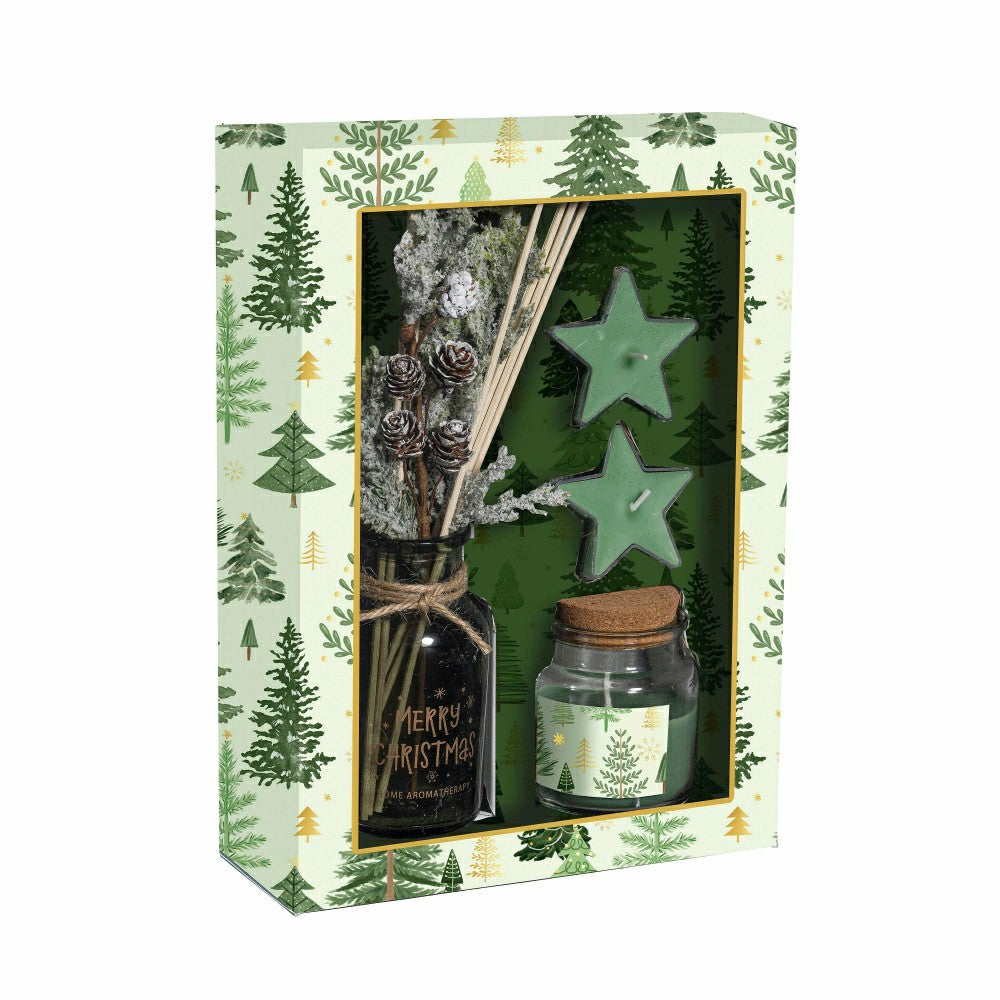 Plow & Hearth Shades of Emerald Candle and Diffuser, Soy Blend Wax Candle and Diffus