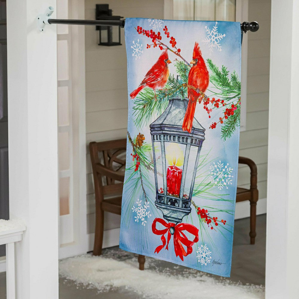 Plow & Hearth Cardinal Lantern Suede House Flag