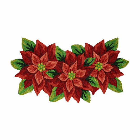 Plow & Hearth Indoor/Outdoor Hooked Rug Poinsettia Polypropylene, 24"x42"