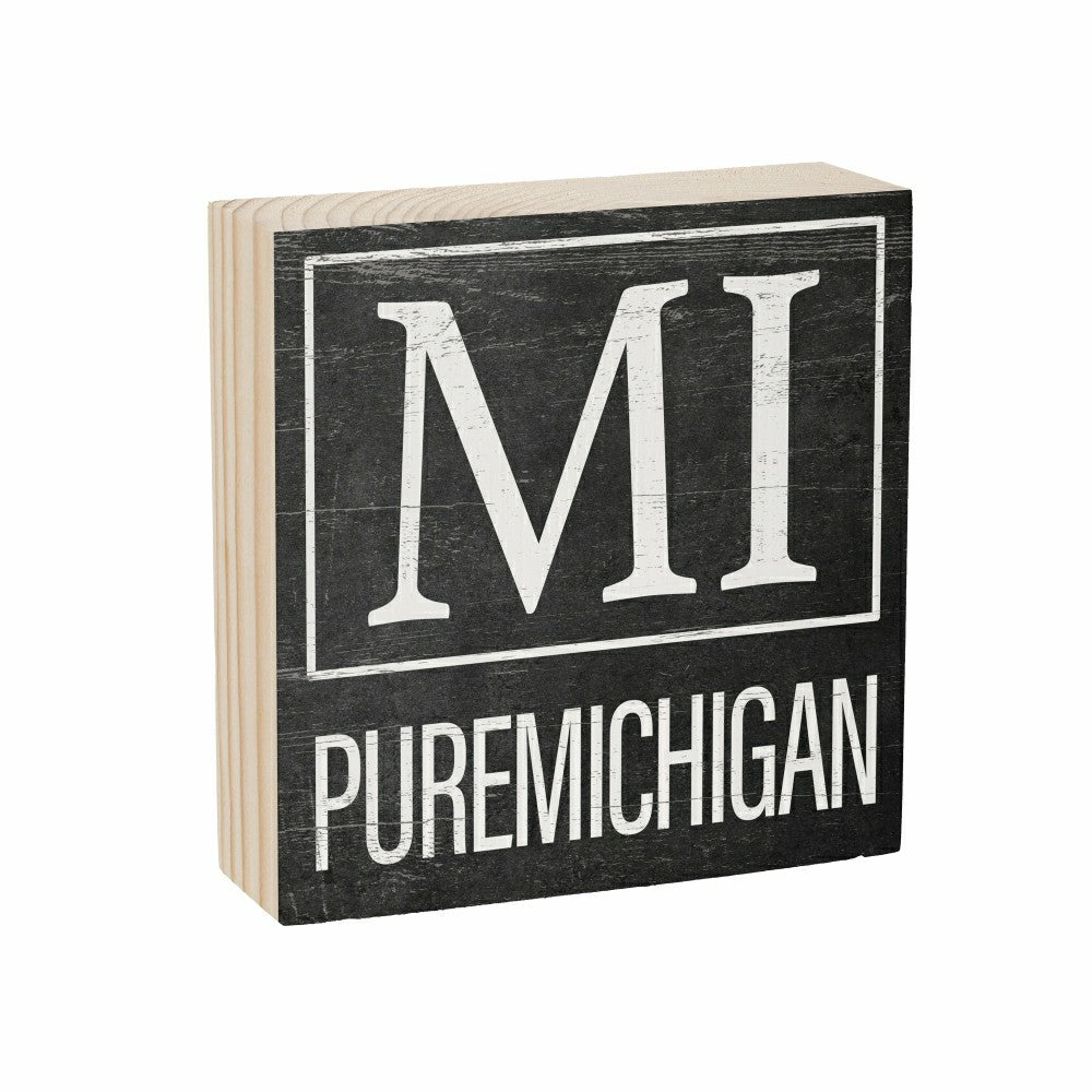 Plow & Hearth State Sign Wood Block Michigan 6"x6"