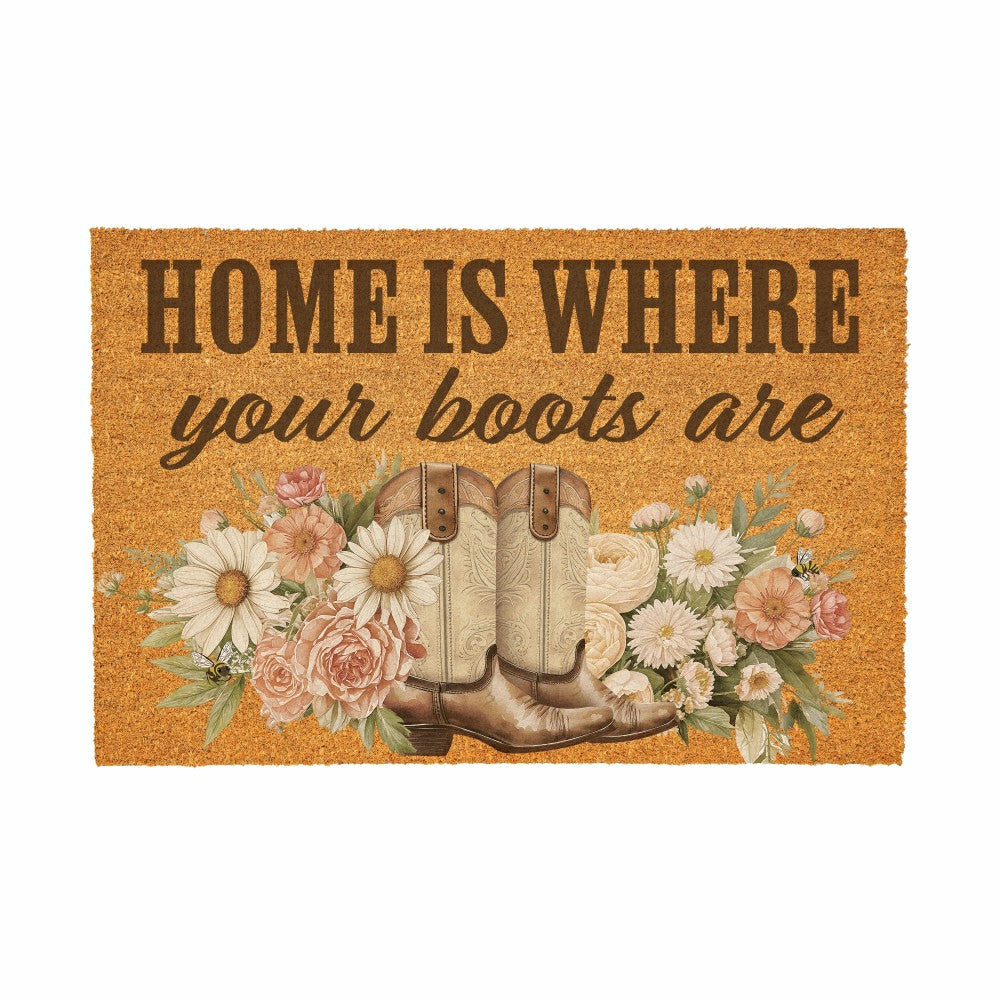 Plow & Hearth Petal & Plow Floral Boots, Coir Mat, 36"x24"