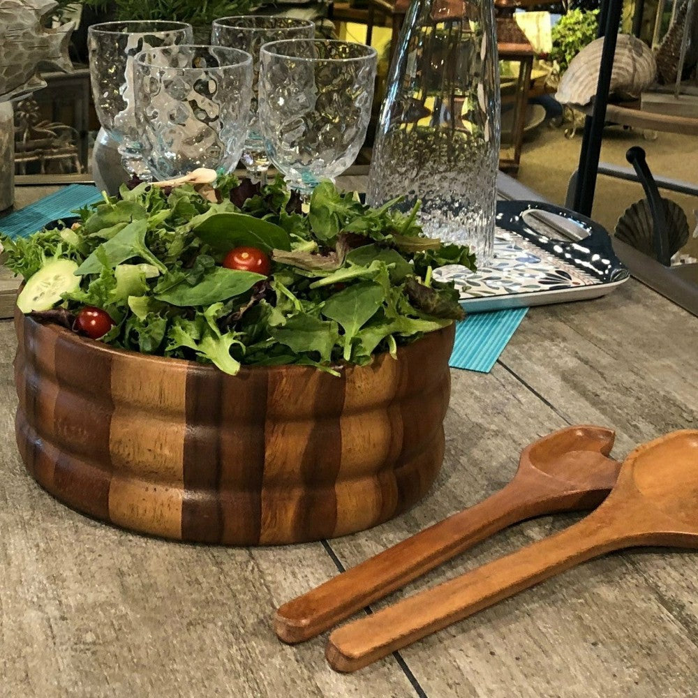 Plow & Hearth Extra Large Salad Bowl with Servers