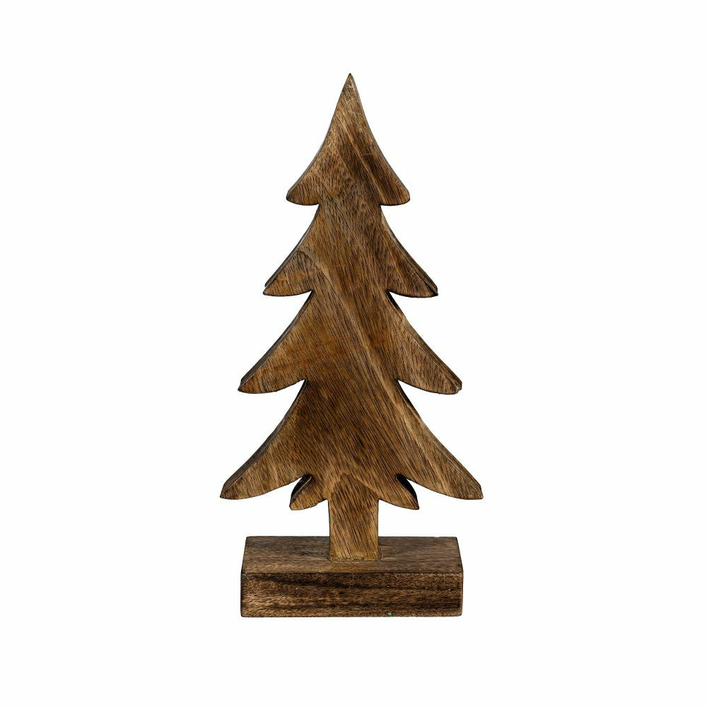 Plow & Hearth Shades of Emerald Table Décor Tree with Embellishments Wood, 12.25"H