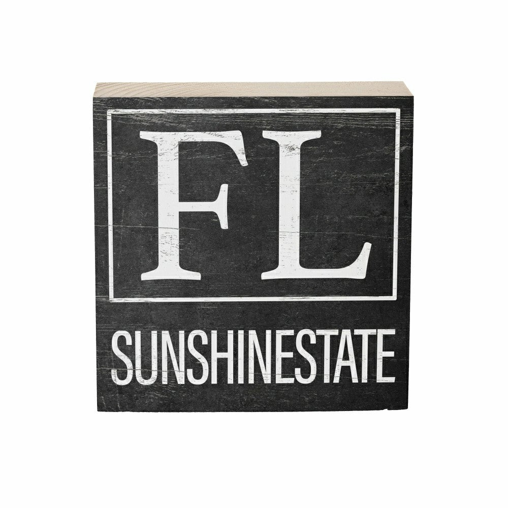 Plow & Hearth State Sign Wood Block Florida 6"x6"