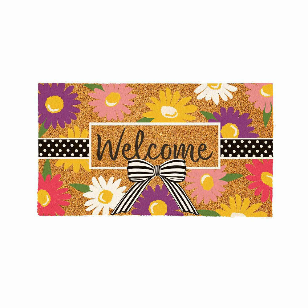 Plow & Hearth Daisy Bow Bouquet Coir Mat