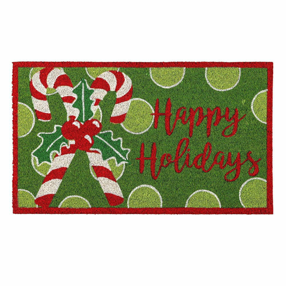Plow & Hearth Candy Cane Coir Mat