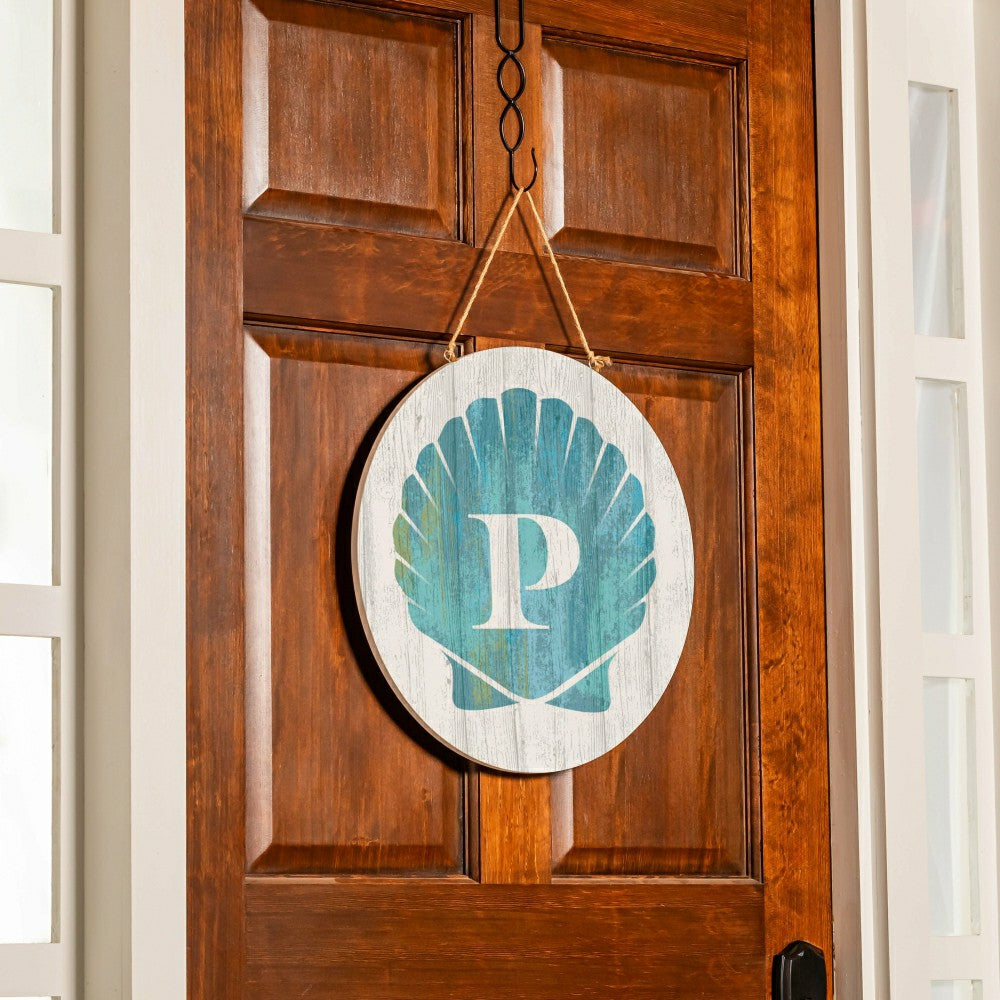 Plow & Hearth Coastal Door Décor Shell Monogram 18" P