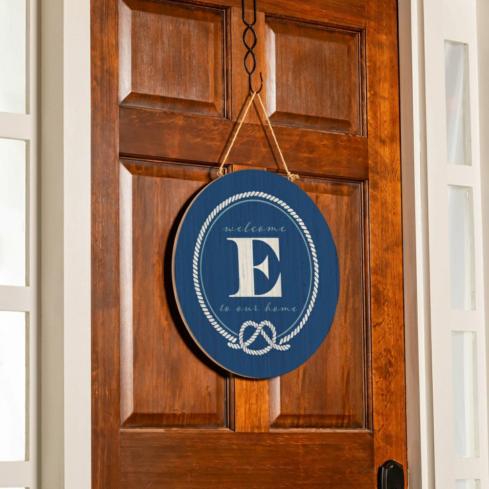 Plow & Hearth Coastal Door Décor Monogram Blue 18" E