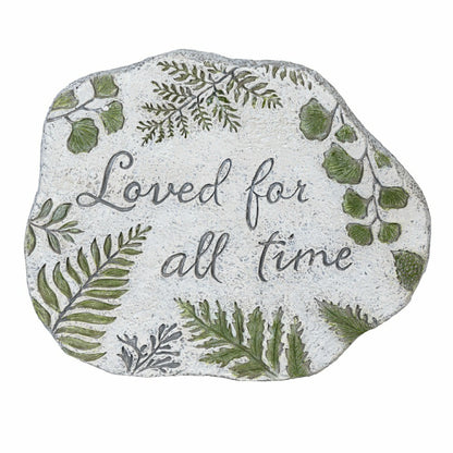 Plow & Hearth Memorial Garden & Memorial Stone, Loved for All Time Cement Fern Garde