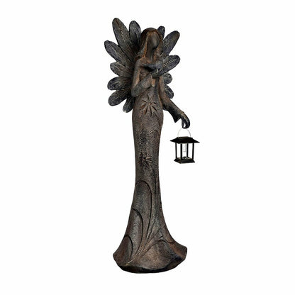 Plow & Hearth Solar Sculpted Angel Statue with Lantern