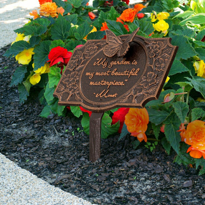 Plow & Hearth Monet Garden Butterfly Lawn Plaque, Antique Copper