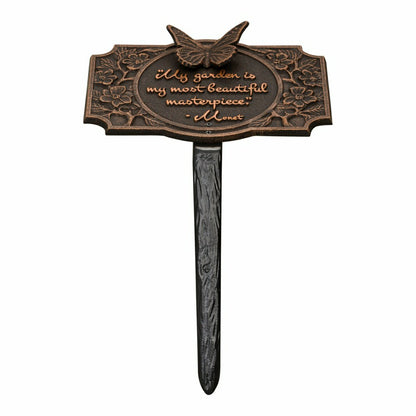Plow & Hearth Monet Garden Butterfly Lawn Plaque, Antique Copper
