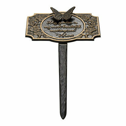 Plow & Hearth Monet Garden Butterfly Lawn Plaque, Antique Copper