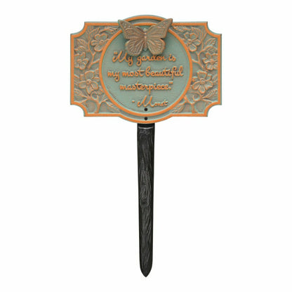 Plow & Hearth Monet Garden Butterfly Lawn Plaque, Antique Copper