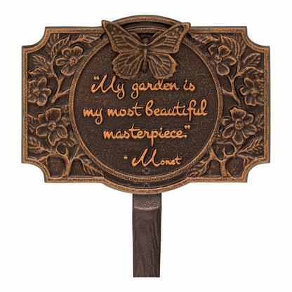 Plow & Hearth Monet Garden Butterfly Lawn Plaque, Antique Copper
