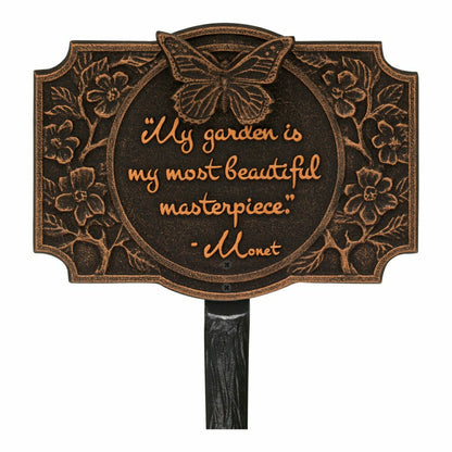 Plow & Hearth Monet Garden Butterfly Lawn Plaque, Antique Copper
