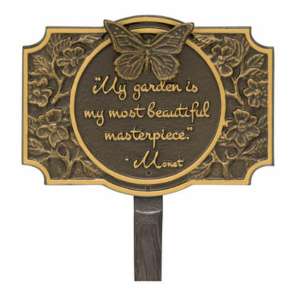 Plow & Hearth Monet Garden Butterfly Lawn Plaque, Antique Copper
