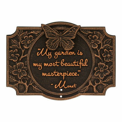 Plow & Hearth Monet Garden Butterfly Lawn Plaque, Antique Copper