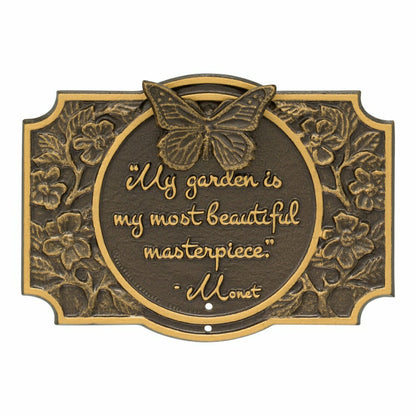 Plow & Hearth Monet Garden Butterfly Lawn Plaque, Antique Copper