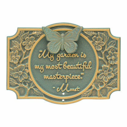 Plow & Hearth Monet Garden Butterfly Lawn Plaque, Antique Copper