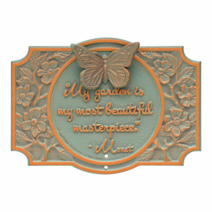 Plow & Hearth Monet Garden Butterfly Lawn Plaque, Antique Copper