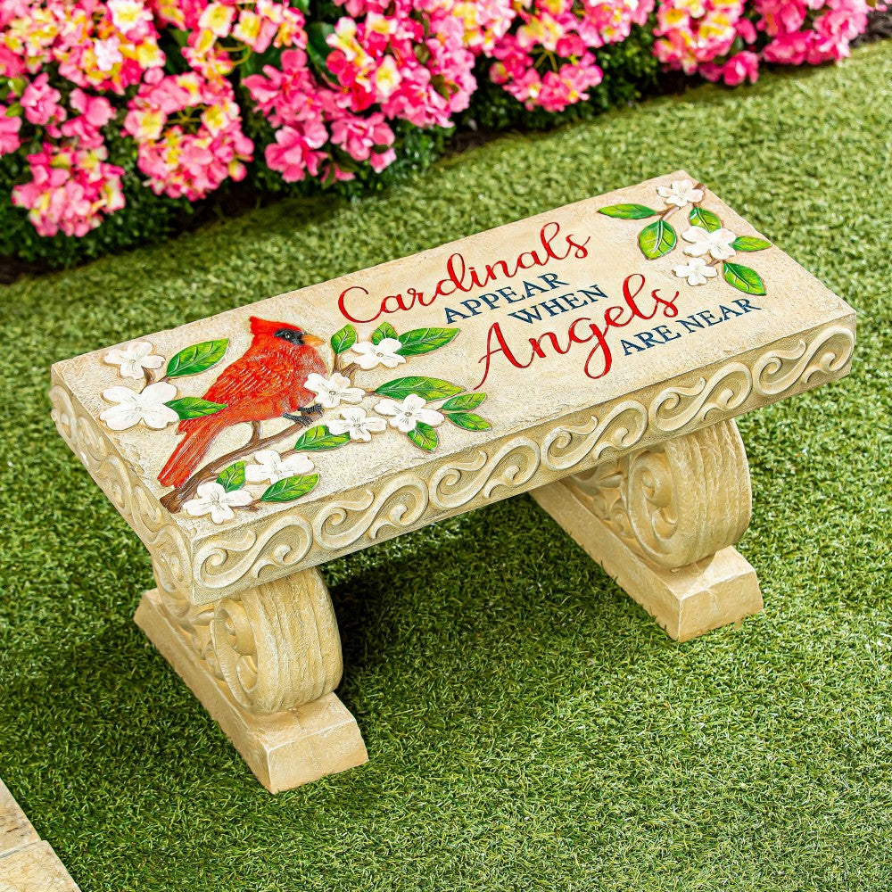 Plow & Hearth Cardinals Appear Memorial LED Resin Garden Bench