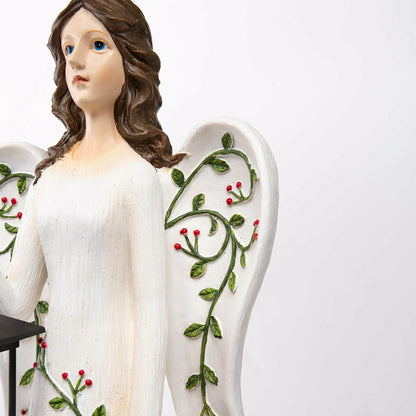 Plow & Hearth Angel Garden Statue with Solar Lantern