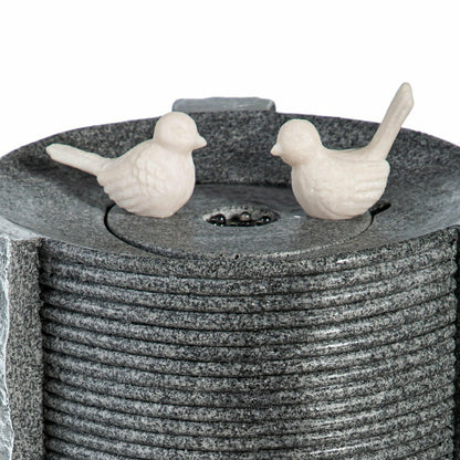 Plow & Hearth Stone Cylinder with Birds Fountain