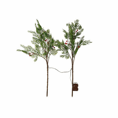 Plow & Hearth Indoor/Outdoor Battery-Operated Lighted Cedar Branches, Set of 2, 60 L