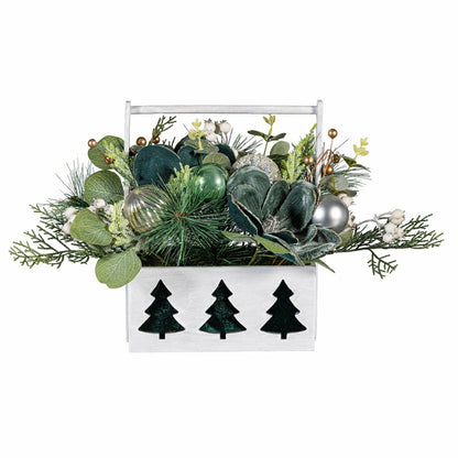 Plow & Hearth Artificial Tree in Pot with Ornaments Table Decor, 11"H