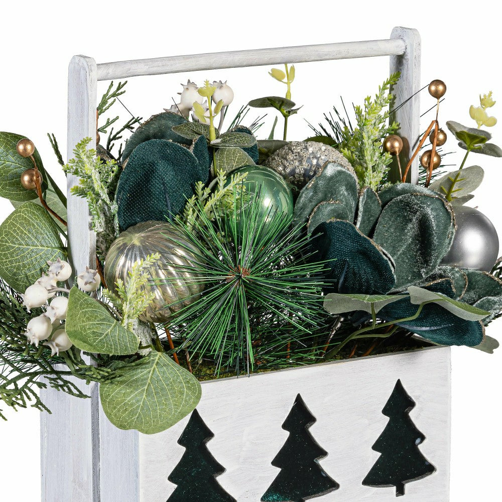 Plow & Hearth Artificial Tree in Pot with Ornaments Table Decor, 11"H