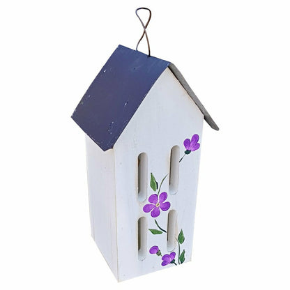 Plow & Hearth Butterfly Bird House with Hand Painted Flowers and Metal Roof