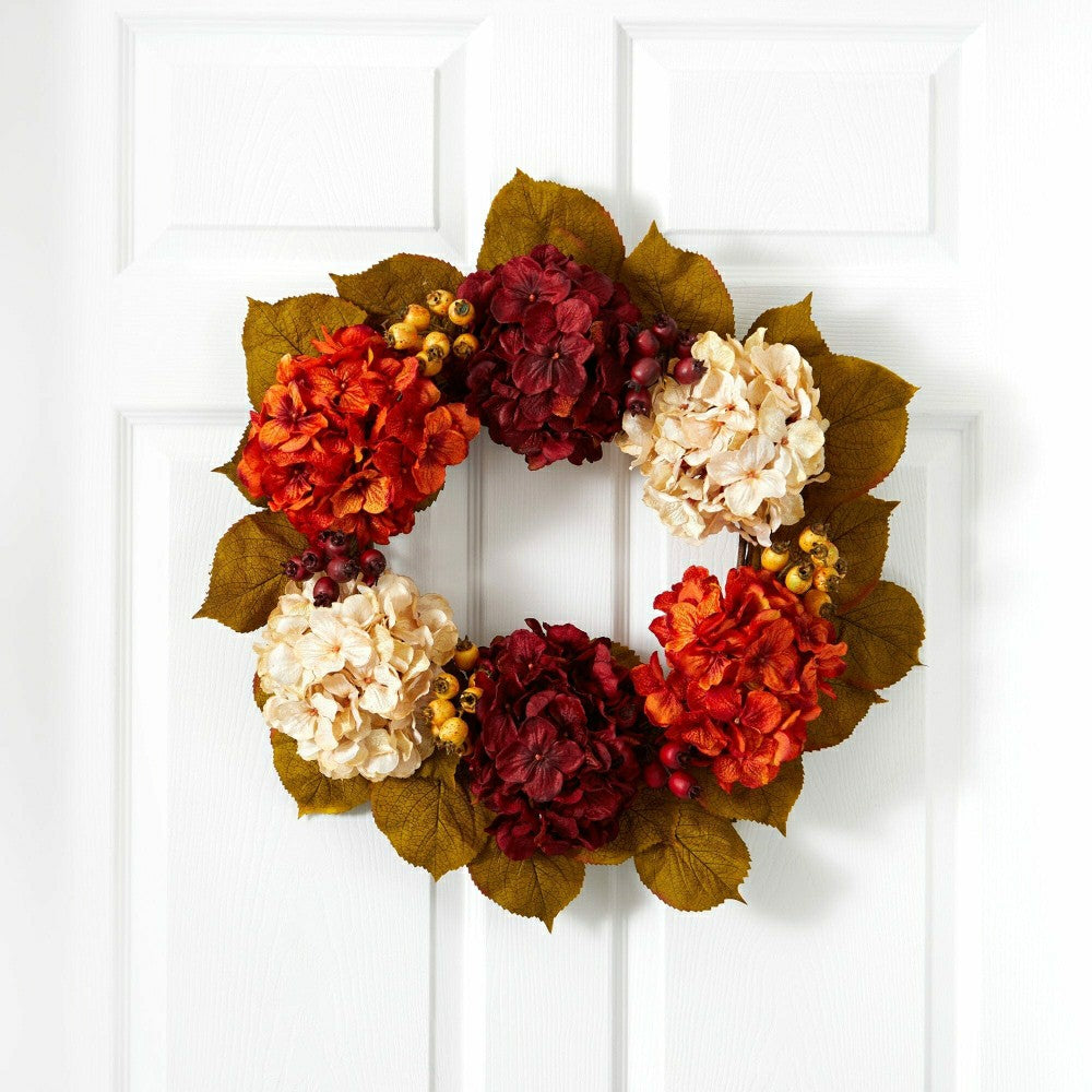 Plow & Hearth 20” Hydrangea Berry Artificial Wreath