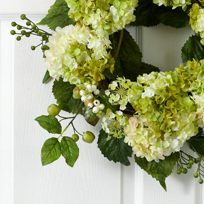 Plow & Hearth 22” Artificial Hydrangea Wreath
