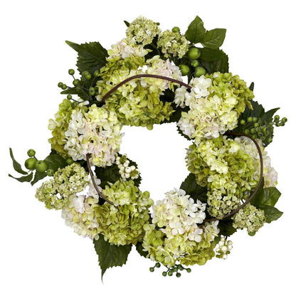 Plow & Hearth 22” Artificial Hydrangea Wreath