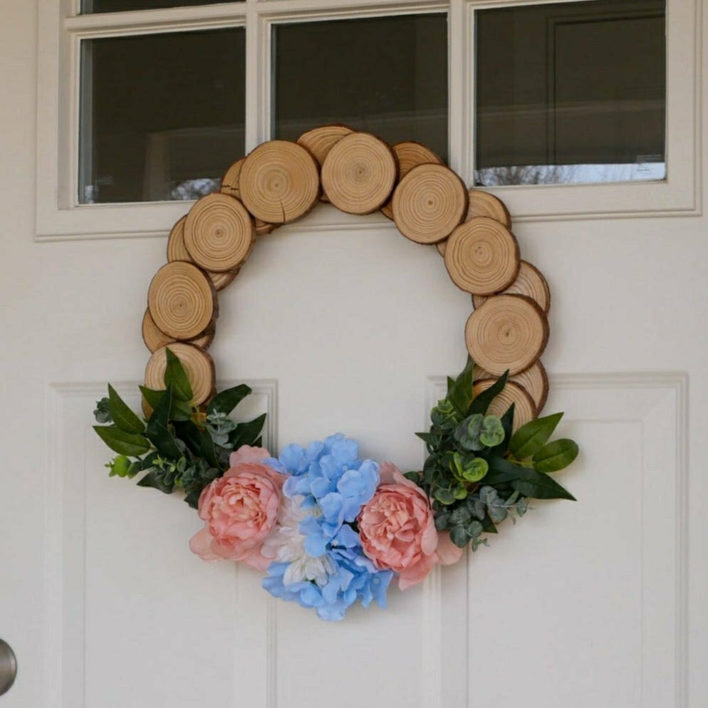 Plow & Hearth Spring Wood Slice Wreath Kit