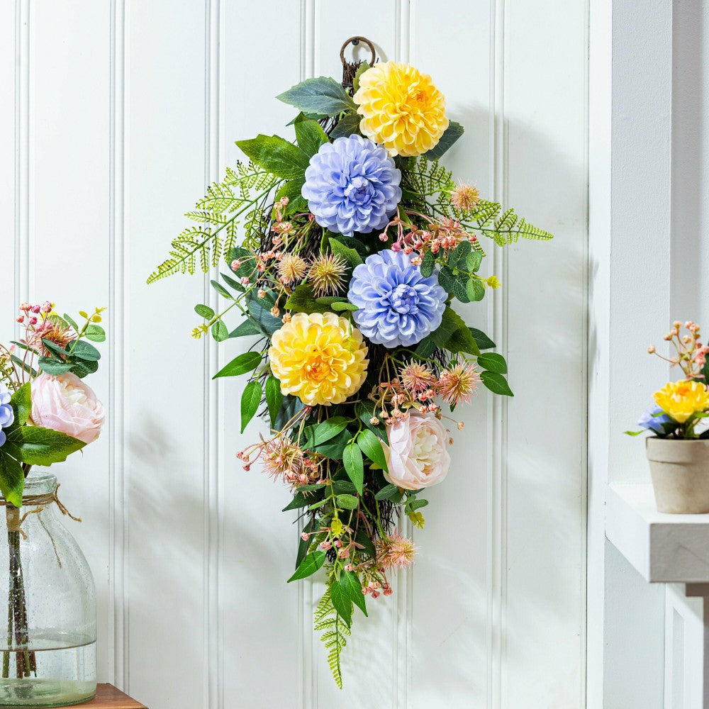 Plow & Hearth Cottage Garden Swag Artificial Floral, 25"H