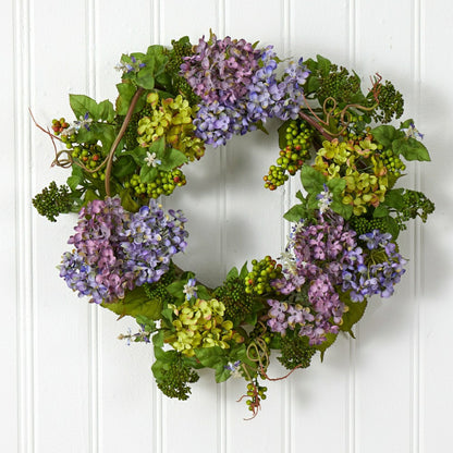 Plow & Hearth 24" Mixed Hydrangea Wreath
