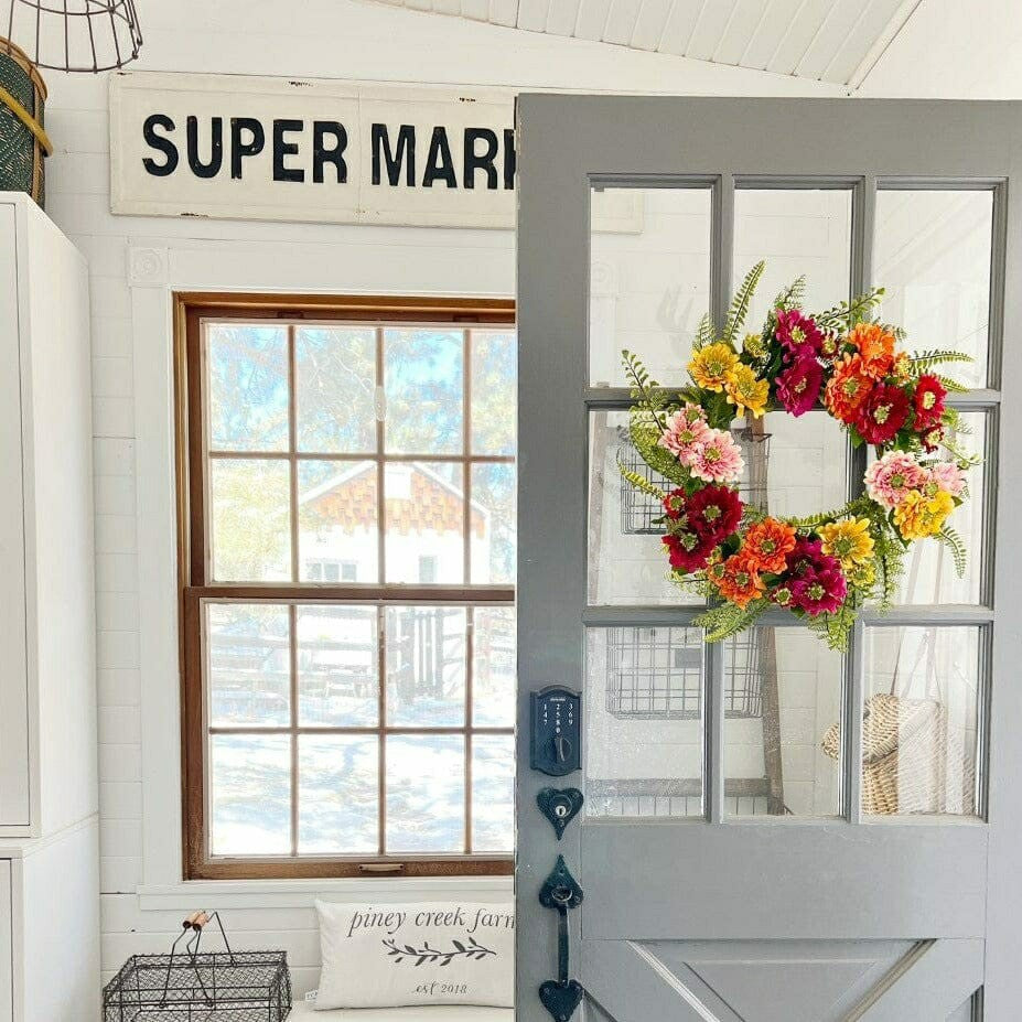 Plow & Hearth 20" Mixed Flower Wreath