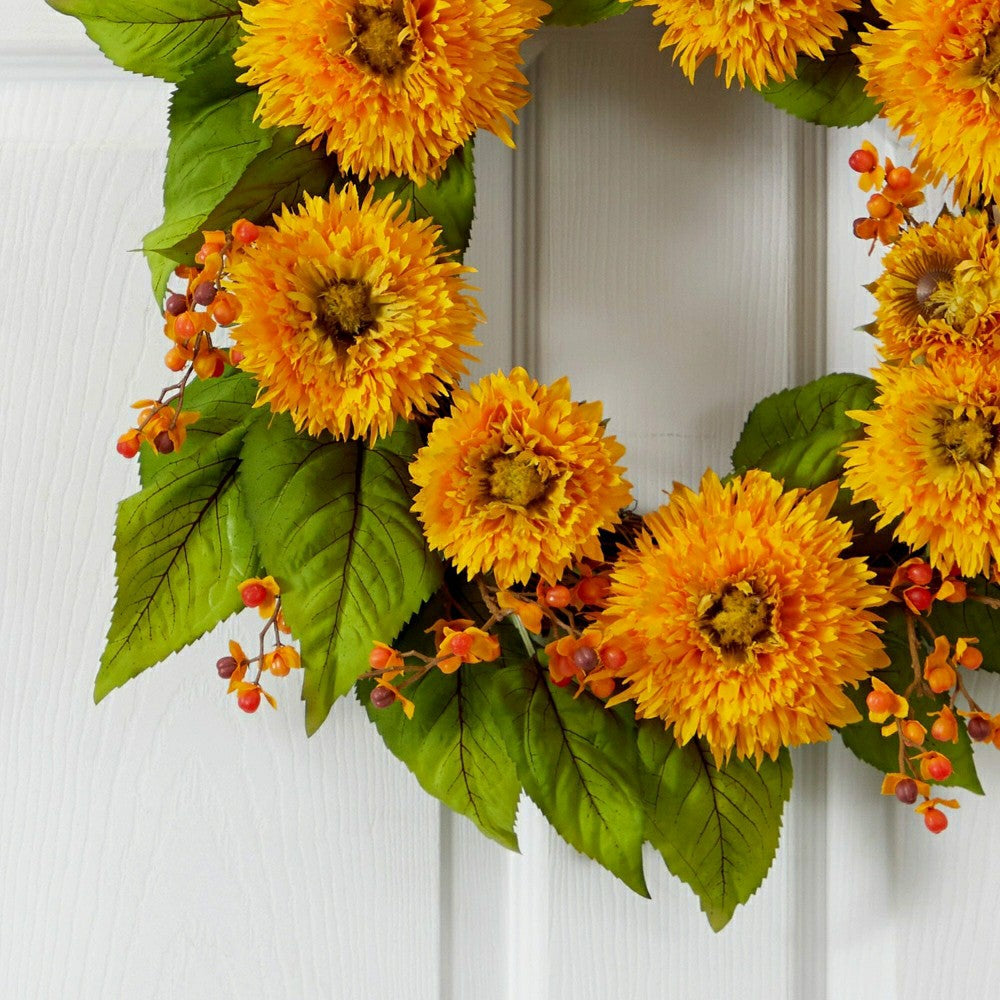 Plow & Hearth 22" Golden Sunflower Wreath