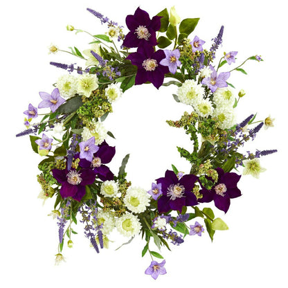 Plow & Hearth 22” Mixed Flower Artificial Wreath