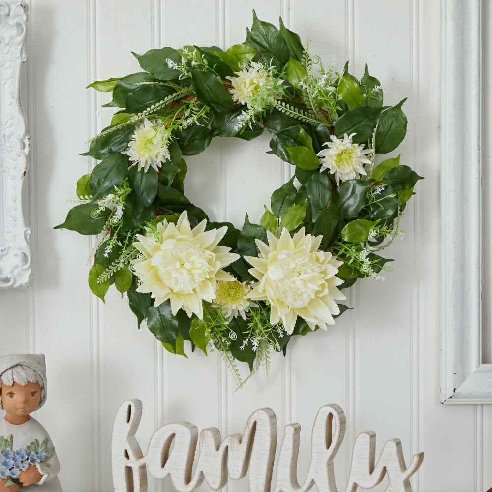 Plow & Hearth 20” Protea Artificial Wreath
