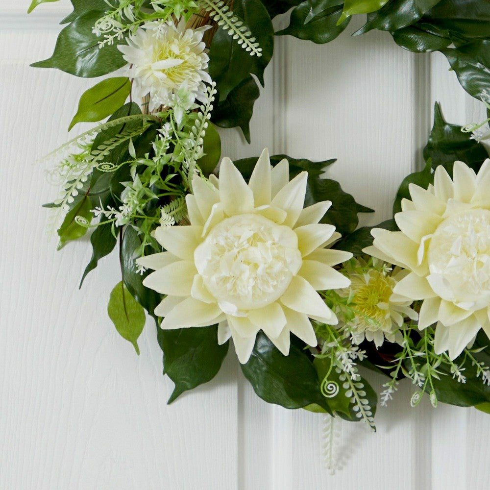 Plow & Hearth 20” Protea Artificial Wreath