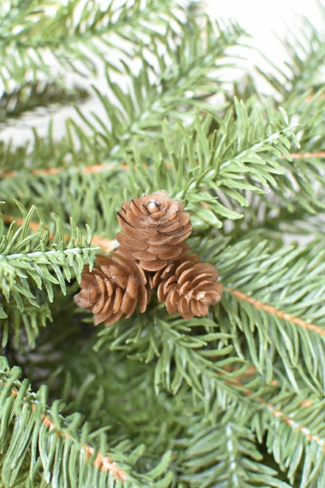 Plow & Hearth 24" Faux Green Spruce Real Touch Wreath w/Faux Pinecones