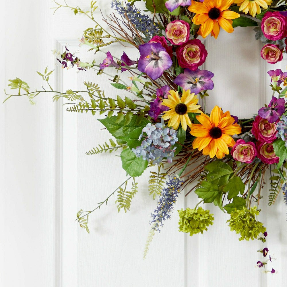 Plow & Hearth Spring Garden Wreath w/Twig Base, 24”