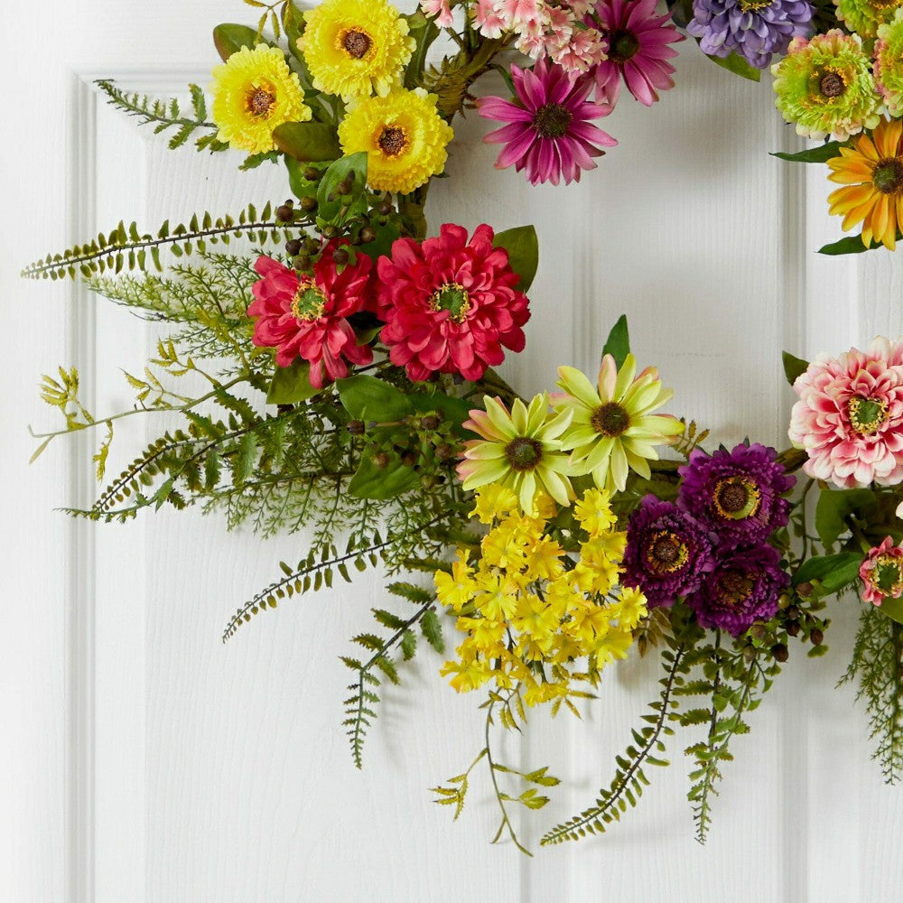 Plow & Hearth Mixed Flower Wreath, 22"